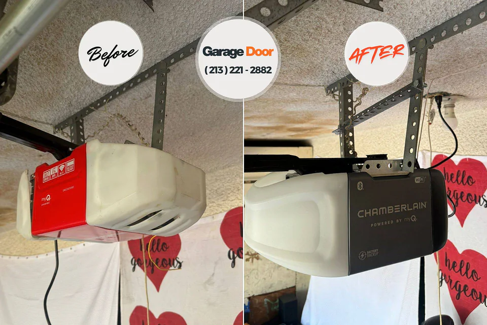 Before and after: garage door repair Whitefish Bay, WI